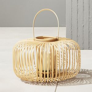 Farol de Bambú y Ratán Hecho a Mano, Portavelas de Fibra Natural para Decoración de Sala de Estar - Product Image 4