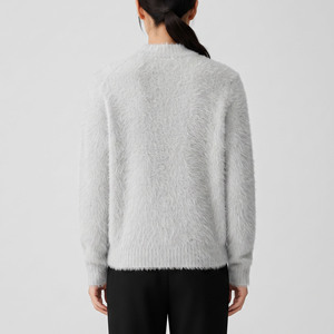 Pull en mohair unisexe coupe classique OEM, tricoté duveteux, fermeture éclair, imprimé personnalisé, anti-plis - Product Image 3