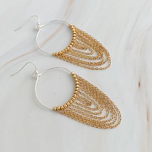 Orecchini Pendenti a Catena Bicolore, Accessorio di Gioielleria alla Moda - Product Image 1