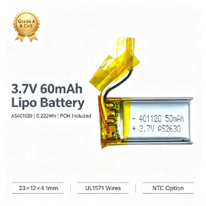 Batería LiPo de 3.7V 50mAh 401120 con PCM 601220, Batería Recargable de Iones de Litio en Bolsa para Electrónica de Consumo - Product Image 1