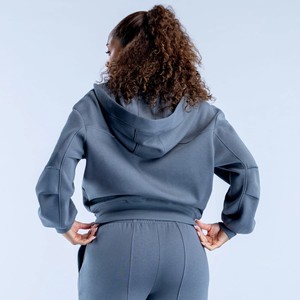 Sudaderas con capucha de doble cremallera para mujer, de corte holgado, tela suave y cómoda, con logotipo personalizado, al por mayor OEM, para ropa urbana. - Product Image 4