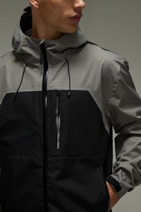 Veste coupe-vent à capuche pour homme, couleur contrastée, fermeture éclair, vêtements de sport d'extérieur, automne, matière polyester - Product Image 2