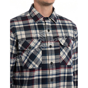 Camisas de Franela a Cuadros Multicolores Casuales para Hombre, Manga Larga, Estilo Urbano Personalizado, 100% Algodón, Cierre de un Solo Botón - Product Image 2