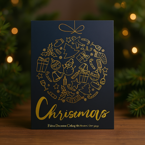 Carte de vœux de Noël élégante en papier doré brillant estampé, élément décoratif festif pour les célébrations des fêtes - Product Image 3