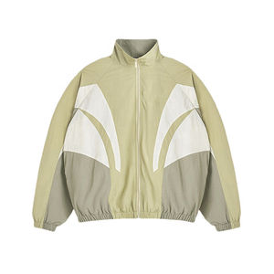 Veste coupe-vent légère à blocs de couleur pour hommes, veste de sport décontractée à fermeture éclair intégrale avec col montant et poignets élastiques - Product Image 2