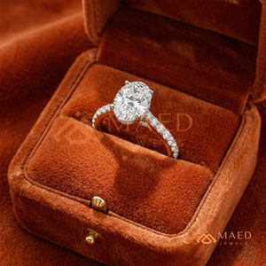 Oval Cut Diamond Engagement <b>Ring</b> with Pavé Setting Classic <b>Solitaire</b> Style – 925 Sterling <b>Silver</b> Wedding Bridal Jewelry <b>Ring</b> - Product Image 4