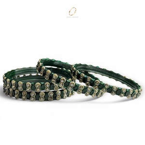 Pulseras de cristal de Cachemira con piedras verdes de estilo tradicional para mujer, para bodas y festivales, a precio de mayoreo. - Product Image 3