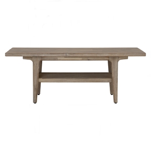 <b>Mid</b>-<b>Century</b> Modern Navara Ash Coffee <b>Table</b> with Woven Rattan Shelf and Solid Wood Legs for Contemporary Organic Living Rooms - Product Image 2
