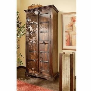 Contemporary dark and light dual-tone fitted <b>wardrobe</b> with vertical gold metal strip accents available at wholesale prices.. - Product Image 5