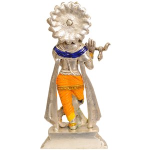 Escultura de latón hecha a mano de 8 pulgadas de Murli Krishna para regalar hecha en India - Product Image 2