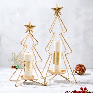 Gold Wire <b>Christmas</b> <b>Tree</b> Shaped Tealight Candle Holder Featuring A Star <b>Top</b> For Festive Tabletop And Holiday Home Decoration - Product Image 4