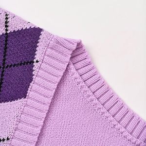 Suéter Retro Transpirable con Cuello en V sin Mangas, Suéter de Punto a Rayas Estilo Universitario para un Look Clásico de Estudiante - Product Image 4