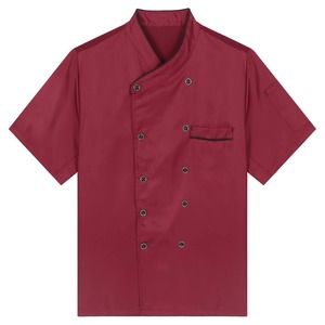 Uniformes de chef d'hôtel unisexes, manches courtes, polyester tricoté, pour la restauration, la boulangerie, la pâtisserie, la cuisine, avec logo brodé - Product Image 2