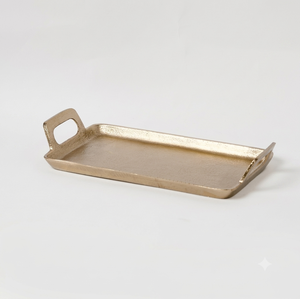 Modern Polished Stainless Steel <b>Hammered</b> Irregular Tray Riveted <b>Loop</b> Handles High-Luster Metal Platter Metal Handicraft - Product Image 6