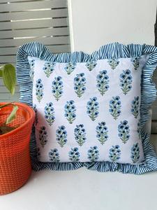Beautiful Flower Print Cotton Frill Bohemian Pillow Cushion <b>Covers</b> -<b>Sofa</b> <b>Covers</b> Floral Cushion <b>Covers</b> Decorative Pillows - Product Image 4