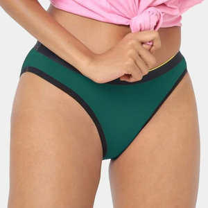 Ensemble de bikini sexy taille basse pour femme, en tricot uni, spandex antibactérien, sous-vêtements sans couture écologiques de haute qualité - Product Image 1