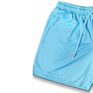 Shorts décontractés pour hommes, bleu clair uni, à séchage rapide, avec cordon de serrage, taille mi-haute, en polyester tricoté - Product Image 6