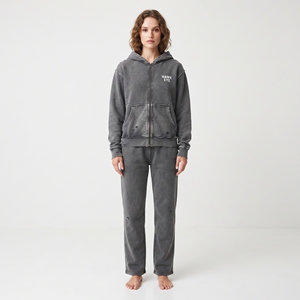 Conjunto de Sudadera con Capucha y Pantalones Jogger para Mujer, Estilo Acid Washed, Algodón Desgastado, Chándal Vintage Casual Streetwear, con Logotipo Personalizado - Product Image 1