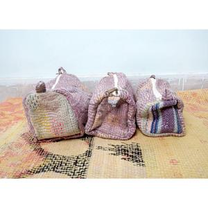 Beautiful vintage Kantha Floral Printed Quilted Cosmetic 3-pouch set For <b>Toiletry</b> Pouch For Women Travel Cosmetic Bags And Cases - Product Image 2