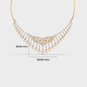 Diamond <b>Necklace</b> in 14K Yellow Gold Round Cut Flower Design <b>Statement</b> Jewelry for Women Luxury Fine <b>Necklaces</b> - Product Image 5