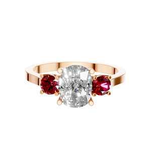 แหวนเงินแท้ 925 ประดับเพชรโมอิสซาไนต์และทับทิมทรงบริลเลียนต์ 3 เม็ด น้ำหนัก 1.5 กะรัต ขายดี เหมาะสำหรับเป็นแหวนหมั้นหรือแหวนครบรอบ - Product Image 3