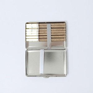 Premium Metal Cigarette Case Double Sided <b>Spring</b> <b>Clip</b> Holder Portable Pocket Stainless Steel Cigar Storage Case Custom Logo - Product Image 1