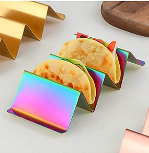 Customized Logo Restaurant Food Display Serving <b>Rack</b> Stainless Steel Taco Holder Stand Wholesale Sustainable Metal Tool - Product Image 2