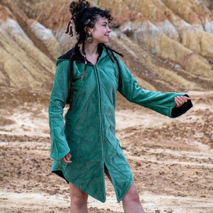 Leaf Hoodie Coat Elvish Pixie Fairy Bohemian Jacket Womens Hooded Fantasy Coat Festival Outerwear <b>Boho</b> Fairycore Jacket - Product Image 2