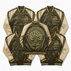 Blouson Bomber en Satin avec Fermeture Éclair, Manches Raglan, Jaune Gris, Motif Graphique Orchard Press, Broderie au Dos, Coupe-Vent Style Baseball - Product Image 6