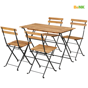 BeNK Ensemble de meubles en bois d'acacia de haute qualité 5 pièces pour café salon salle à manger cour extérieure utilisation appartement - Product Image 1