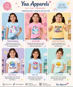 Yaa Apparels Kids Cotton <b>T</b>-<b>Shirt</b> Collection <b>Unicorn</b> Milk Star Jar Designs Soft Comfortable Premium Tee for Children - Product Image 1
