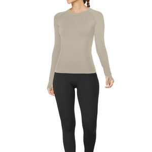Chemise de yoga pour femme à manches longues, sans couture, coupe ajustée, pour la course à pied, la gym et le fitness, vêtements de sport, chemise de yoga pour femme - Product Image 1