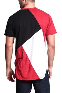 Men's Color Blocked <b>Geometric</b> Pattern Short Sleeve O-Neck T-<b>Shirt</b> Regular Fit Casual Knitted Fabric - Product Image 3