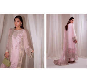 Ssumaira <b>Present</b> Omara festive <b>eid</b> collection by Nureh Embroidered Embellished silk & chiffon jacquard collection Anarkali - Product Image 4