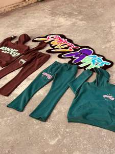 Chándal de invierno personalizado para hombre, con estampado acampanado, de algodón 100% de 480 g/m² de alto gramaje, largo completo, sublimación. - Product Image 3