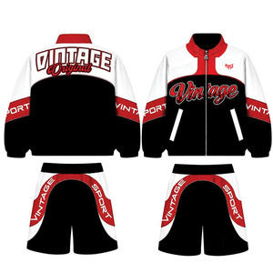 Veste à capuche et short en nylon athlétique Y2K Streetwear pour hommes, coupe-vent color block avec logo brodé personnalisé - Product Image 6