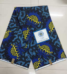 Blue Yellow Premium African Wax Print Ankara Fabric with Floral <b>Paisley</b> <b>Pattern</b> for Women Dressmaking - Product Image 1