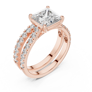 Anillo de Compromiso de Oro Rosa de 18K con Diamante de Corte Cojín y Engaste de Garras para Mujer - Product Image 2