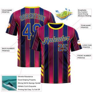 เสื้อยืดผู้ชายลายทาง คอกลม แขนสั้น สปอร์ต แห้งเร็ว ผ้าถักโพลีเอสเตอร์ ทรงปกติ ดีไซน์โลโก้ด้านหน้า - Product Image 3