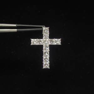 MAISHA J-096 1 CRT PRINCESS CVD DIAMANTE CULTIVADO EN LABORATORIO BLANCO PLATA 925 COLGANTE CON FORMA DE CRUZ Hiphop UNISEX PARA FIESTA DE BODA O COMPROMISO - Product Image 6