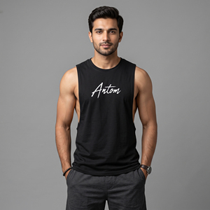 Débardeur côtelé 2x1 à col ras du cou en coton 100% filé à l'anneau respirant pour homme – Nouvelle collection très prisée - Product Image 1
