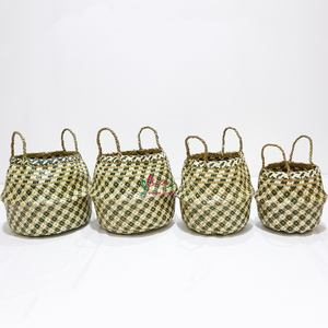 New Design Palm Leaf Belly Basket Durable <b>Collapsible</b> Laundry Toy <b>Storage</b> Bin - Product Image 5