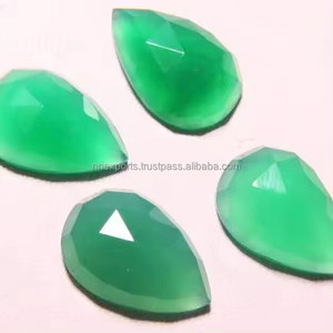Meilleurs cabochons en calcédoine verte naturelle de couleur moyenne 7x10mm, taille rose, forme poire, pierres précieuses en vrac les plus populaires en promotion, nouveau produit 2026 - Product Image 1