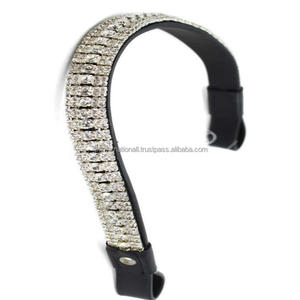 Chaîne diamante personnalisée à 5 rangs de cristaux blancs brillants, forme incurvée de fantaisie, bande de front de cheval en cuir pour bride anglaise - Product Image 5