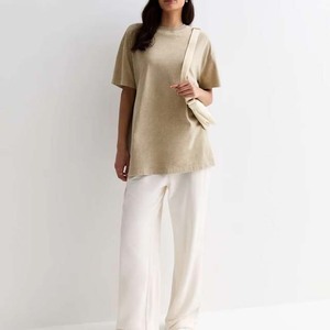 Women's Loose Fit Crew Neck Solid Color T-Shirt 100% Cotton Jersey Casual Style Breathable All Seasons Regular Sleeve - Product Image 6