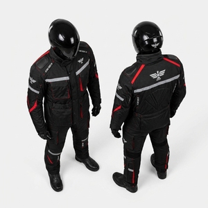 Men Motorcycle Riding Suit Full Sleeve Black Red Reflective Windproof Breathable Polyester/Nylon Winter <b>Jacket</b> Pants Set - Product Image 5