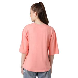 เสื้อยืดคอกลมผู้หญิง แขนสั้น ทรงหลวม พิมพ์ลายดอกไม้ สไตล์ลำลอง สำหรับฤดูใบไม้ผลิและฤดูร้อน ผ้าฝ้ายเจอร์ซีย์ 100% ระบายอากาศได้ดี - Product Image 4