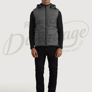 Gilet matelassé en cuir noir de qualité supérieure pour homme, véritable peau de mouton, sans manches, veste d'hiver rembourrée, gilet pour homme - Product Image 3