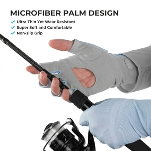 Fishing <b>Gloves</b> Half Finger Light Blue Gray Synthetic Magnetic Closure Unisex All Seasons - Product Image 5