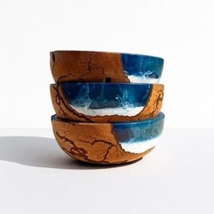 Resin Wood Bowl <b>Epoxy</b> Handmade Decorative Fruit Bowl Eco-friendly Party Home Decor Glossy Finish <b>Table</b> Centerpiece - Product Image 4